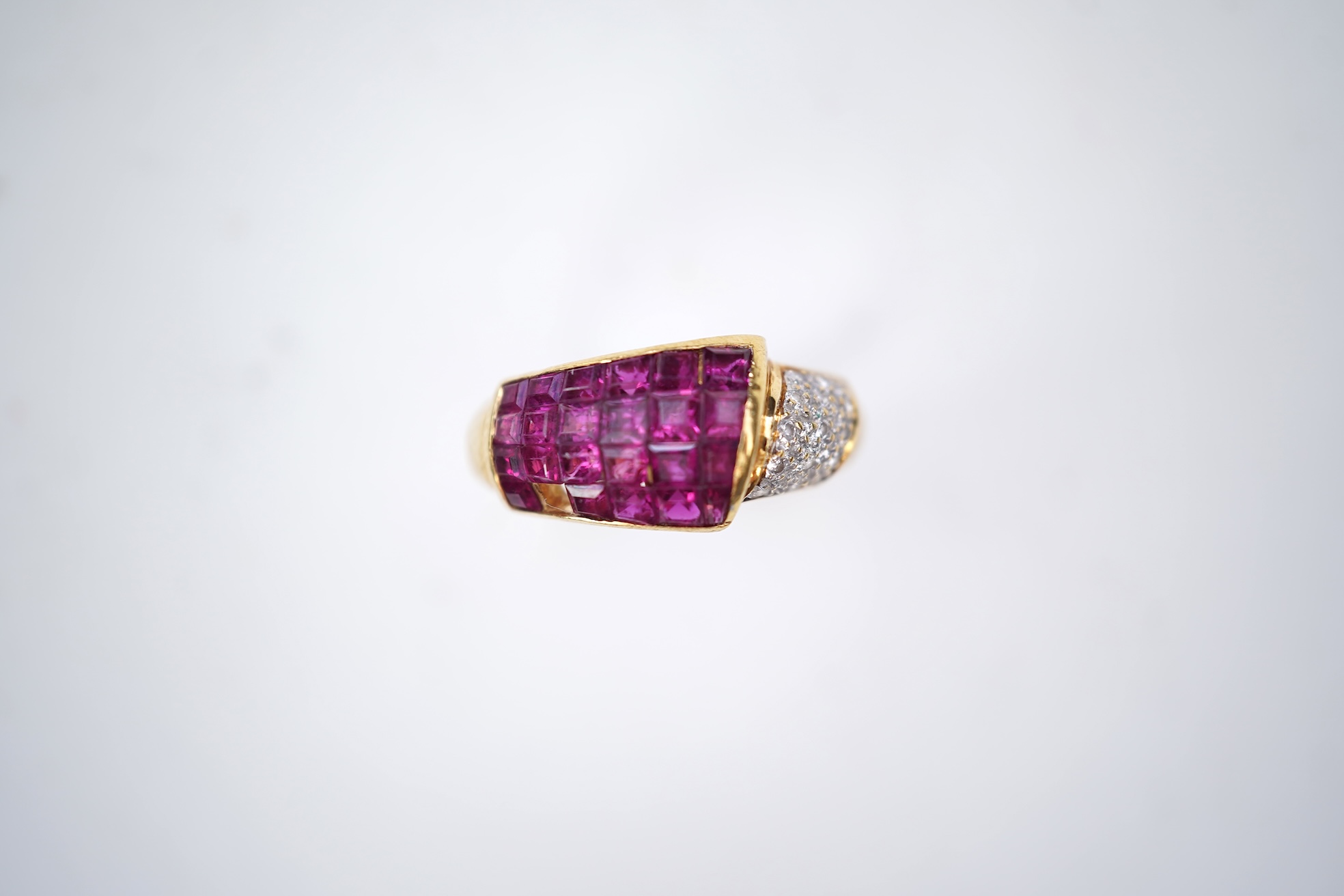 A ruby and diamond ring